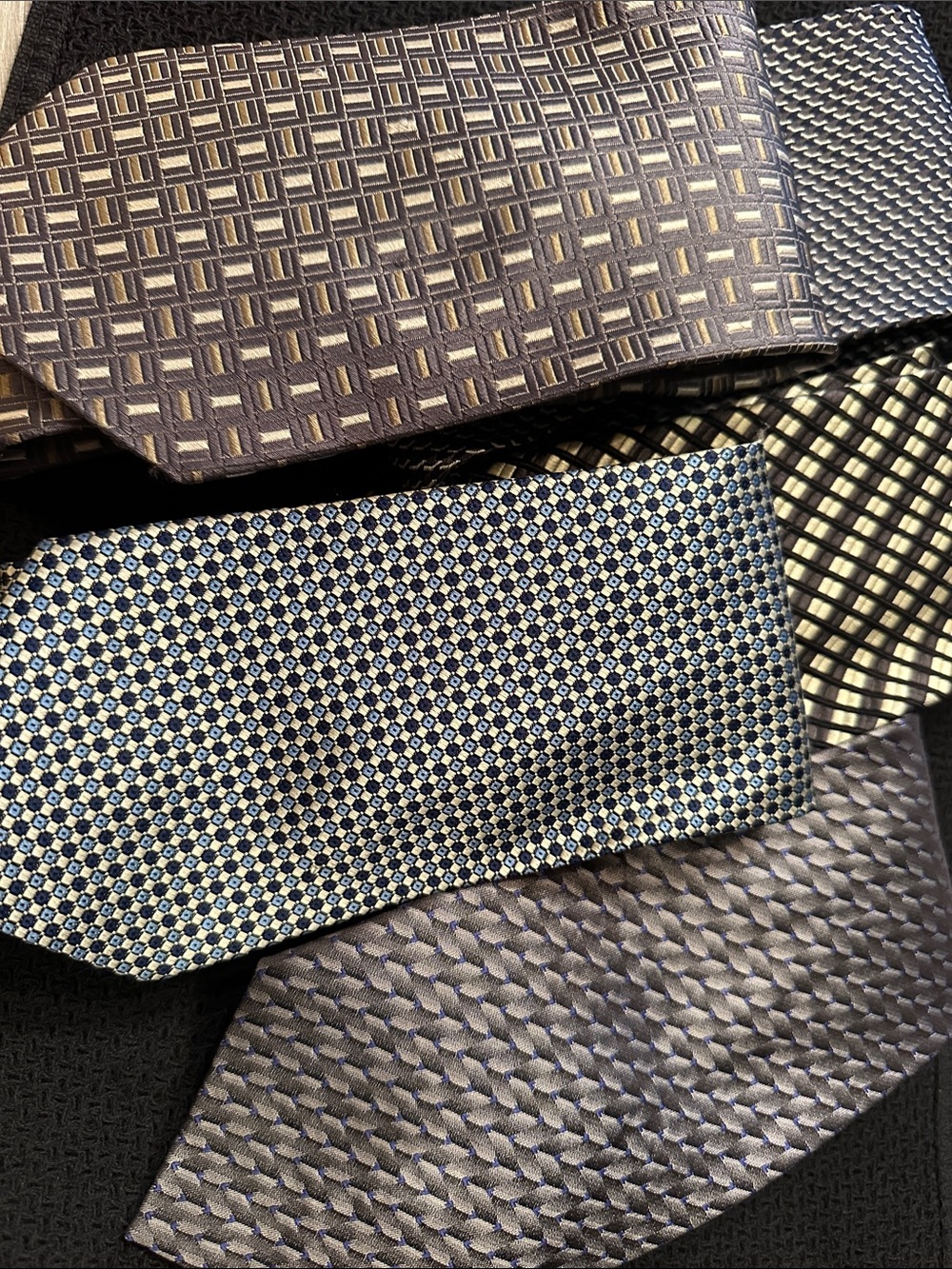 Set of 5 Joseph and Feiss Classic Men's Silk Tie - Gray/Blue Geometric Patterns